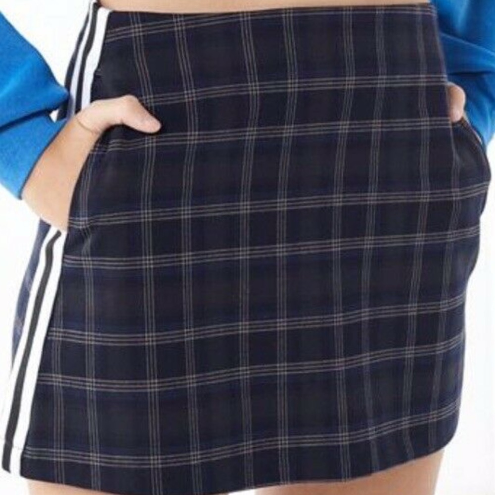 Urban Outfitters navy blue plaid mini skirt